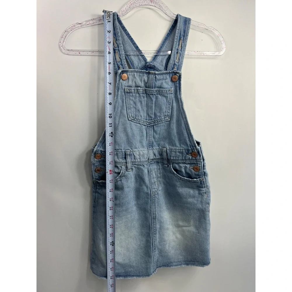 Old Navy Bib Overall Jumper Skirt‎ Dress Girls' Size 8 Blue Denim Raw Hem